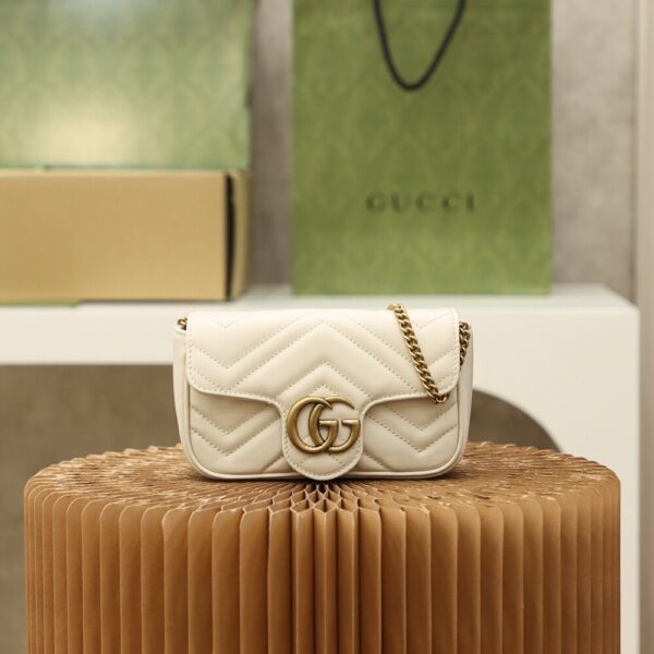 God Factory Gucci 𝙂 𝙂 𝙈𝙖𝙧𝙢𝙤𝙣𝙩 Mini White 476433 Size 16.5*10.2*5.1cm