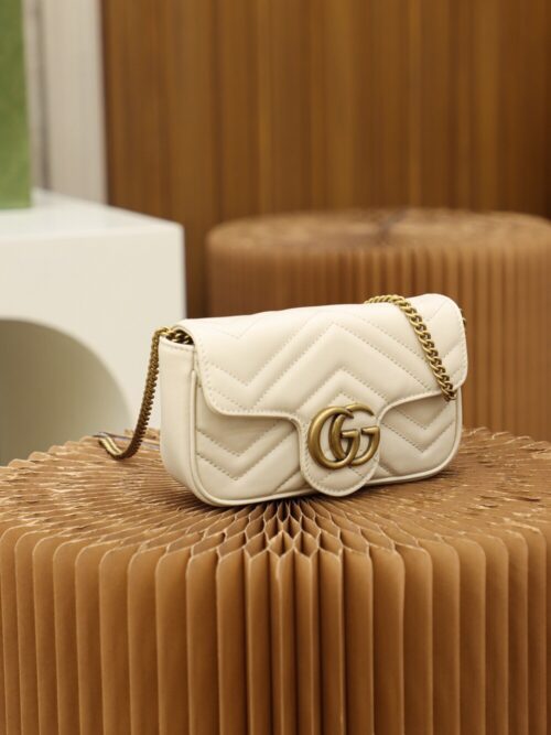 God Factory Gucci 𝙂 𝙂 𝙈𝙖𝙧𝙢𝙤𝙣𝙩 Mini White 476433 Size 16.5*10.2*5.1cm