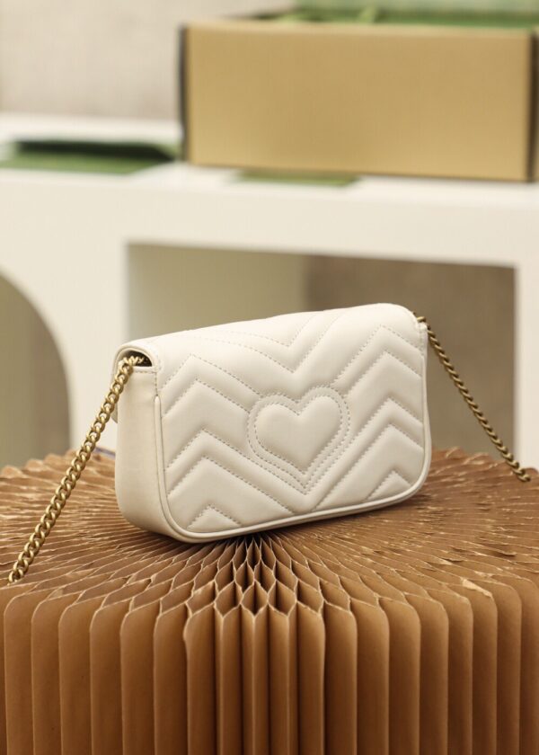 God Factory Gucci 𝙂 𝙂 𝙈𝙖𝙧𝙢𝙤𝙣𝙩 Mini White 476433 Size 16.5*10.2*5.1cm