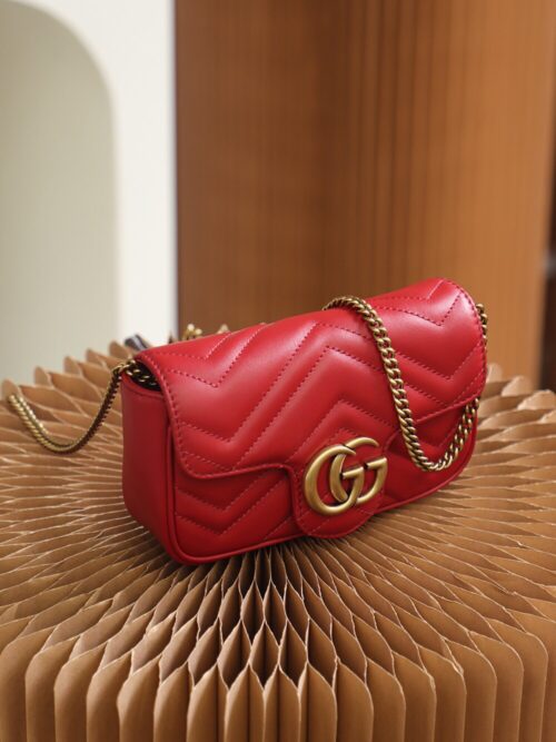 God Factory Gucci 𝙂 𝙂 𝙈𝙖𝙧𝙢𝙤𝙣𝙩 Mini Red 476433 Size 16.5*10.2*5.1cm