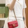 God Factory Gucci 𝙂 𝙂 𝙈𝙖𝙧𝙢𝙤𝙣𝙩 Mini Red 476433 Size 16.5*10.2*5.1cm