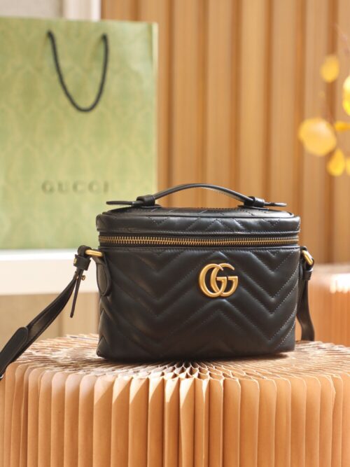 God Factory Gucci 𝐆𝐆 𝐌𝐚𝐫𝐦𝐨𝐧𝐭 672253 Black Size 19*13*7𝙘𝙢