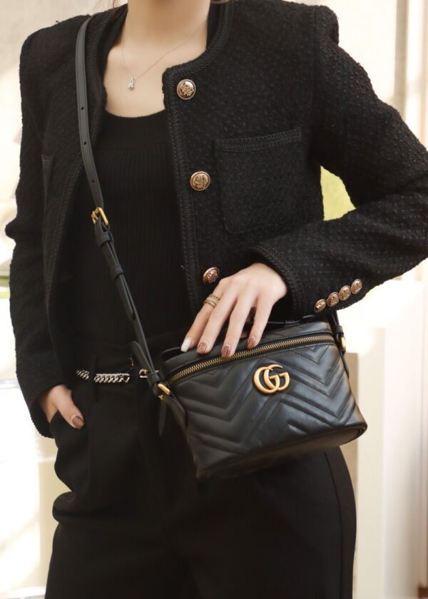 God Factory Gucci 𝐆𝐆 𝐌𝐚𝐫𝐦𝐨𝐧𝐭 672253 Black Size 19*13*7𝙘𝙢