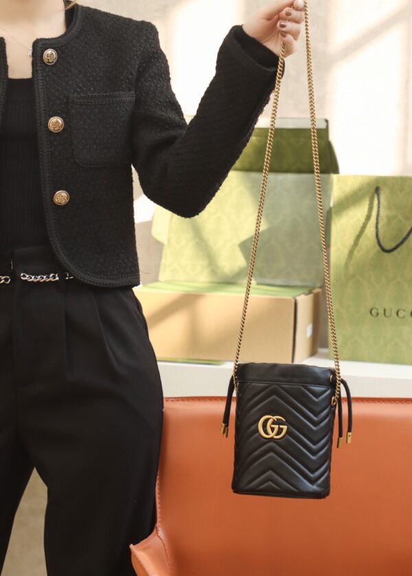 God Factory Gucci 𝐆𝐆 𝐌𝐚𝐫𝐦𝐨𝐧𝐭 Black 575163 Size 19𝐜𝐦*17𝐜𝐦