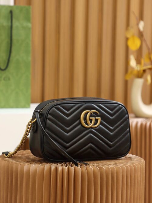 God Factory Gucci 𝐆𝐆 𝐌𝐚𝐫𝐦𝐨𝐧𝐭 Black 447632 Size 24*13*7cm