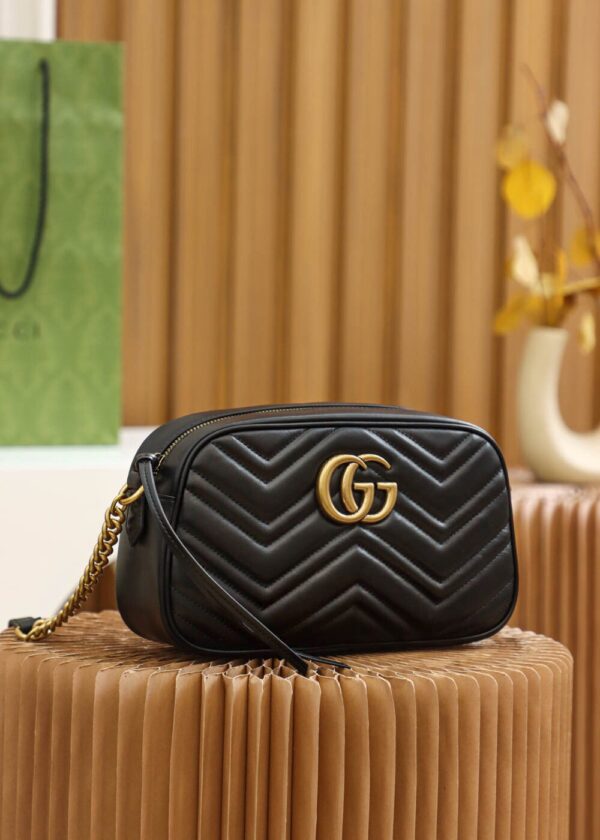 God Factory Gucci 𝐆𝐆 𝐌𝐚𝐫𝐦𝐨𝐧𝐭 Black 447632 Size 24*13*7cm
