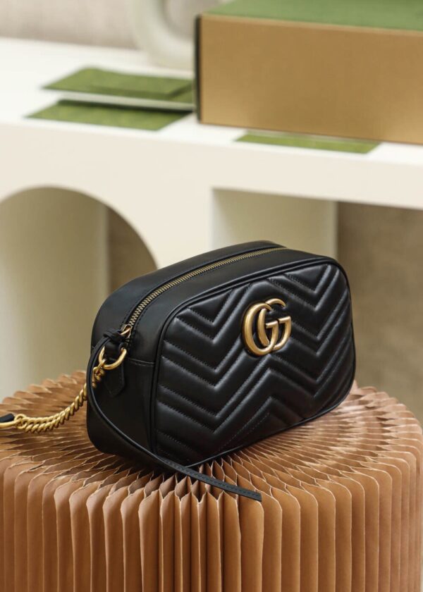 God Factory Gucci 𝐆𝐆 𝐌𝐚𝐫𝐦𝐨𝐧𝐭 Black 447632 Size 24*13*7cm