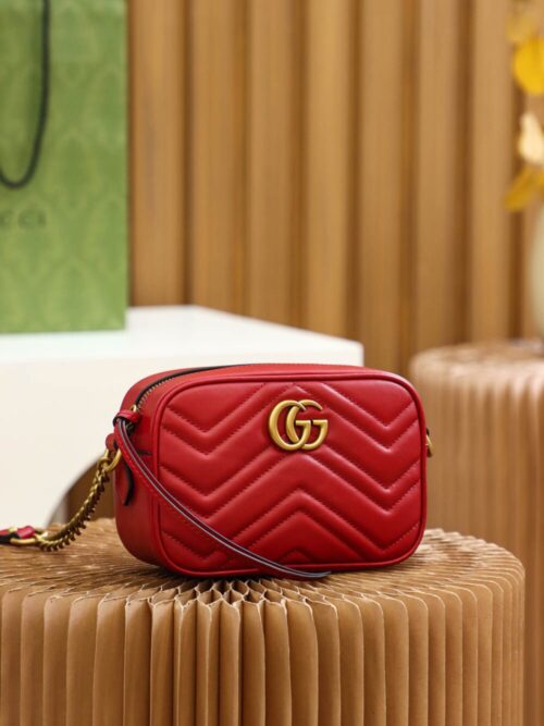 God Factory Gucci 𝐆𝐆 𝐌𝐚𝐫𝐦𝐨𝐧𝐭 Red 448065 Size 18*12*6cm