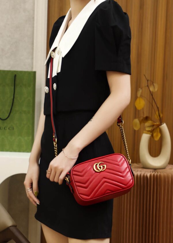 God Factory Gucci 𝐆𝐆 𝐌𝐚𝐫𝐦𝐨𝐧𝐭 Red 448065 Size 18*12*6cm