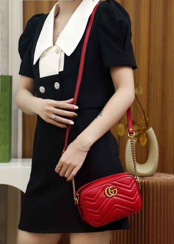 God Factory Gucci 𝐆𝐆 𝐌𝐚𝐫𝐦𝐨𝐧𝐭 Red 448065 Size 18*12*6cm