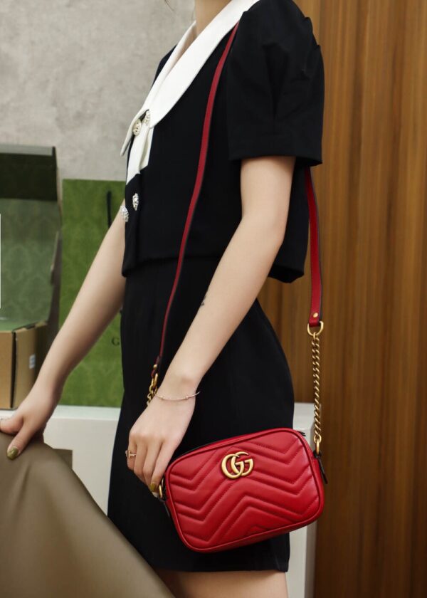God Factory Gucci 𝐆𝐆 𝐌𝐚𝐫𝐦𝐨𝐧𝐭 Red 448065 Size 18*12*6cm