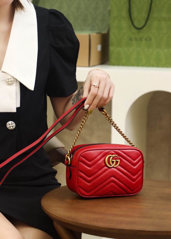 God Factory Gucci 𝐆𝐆 𝐌𝐚𝐫𝐦𝐨𝐧𝐭 Red 448065 Size 18*12*6cm