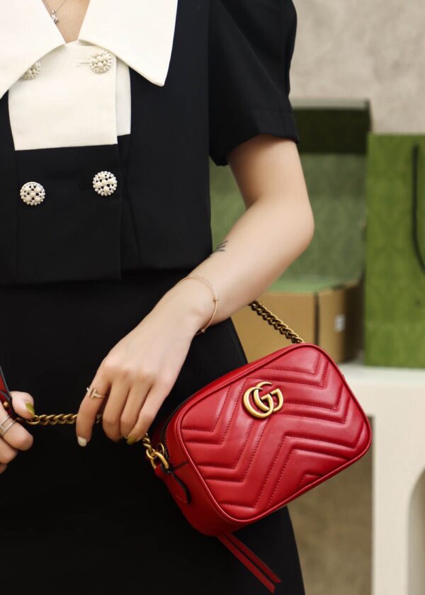 God Factory Gucci 𝐆𝐆 𝐌𝐚𝐫𝐦𝐨𝐧𝐭 Red 448065 Size 18*12*6cm