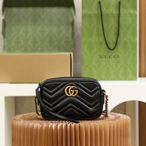 God Factory Gucci 𝐆𝐆 𝐌𝐚𝐫𝐦𝐨𝐧𝐭 Black 448065 Size 18*12*6cm