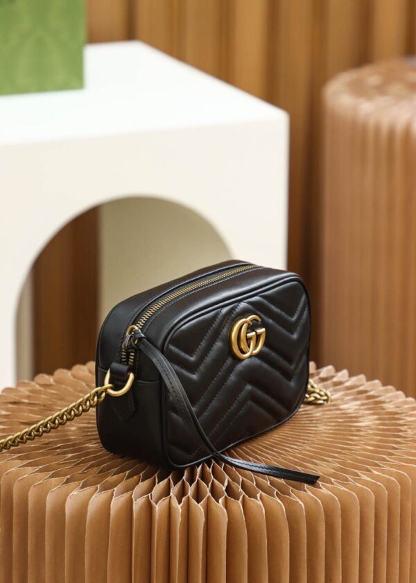 God Factory Gucci 𝐆𝐆 𝐌𝐚𝐫𝐦𝐨𝐧𝐭 Black 448065 Size 18*12*6cm