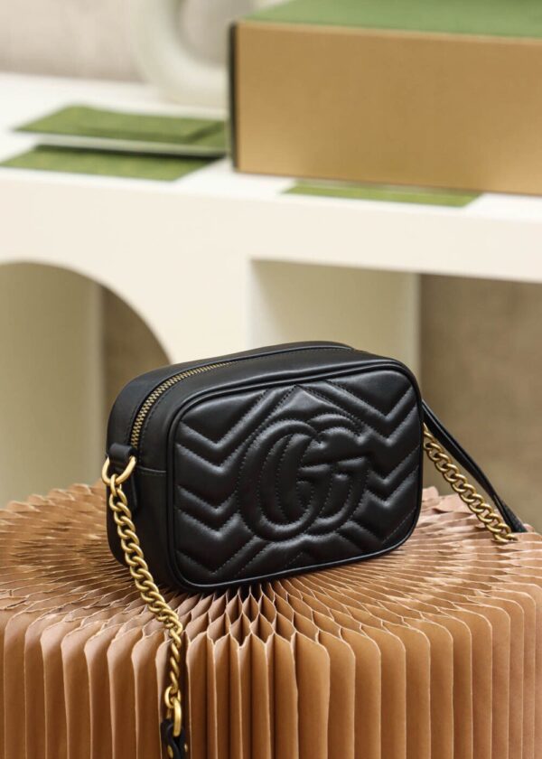 God Factory Gucci 𝐆𝐆 𝐌𝐚𝐫𝐦𝐨𝐧𝐭 Black 448065 Size 18*12*6cm