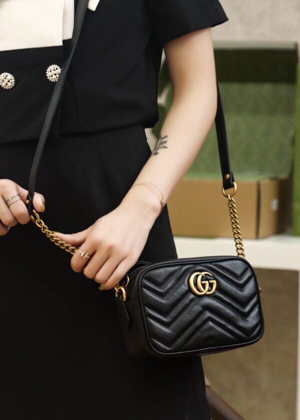 God Factory Gucci 𝐆𝐆 𝐌𝐚𝐫𝐦𝐨𝐧𝐭 Black 448065 Size 18*12*6cm