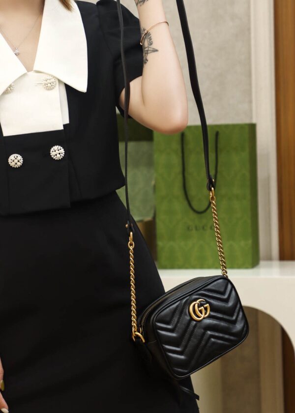 God Factory Gucci 𝐆𝐆 𝐌𝐚𝐫𝐦𝐨𝐧𝐭 Black 448065 Size 18*12*6cm