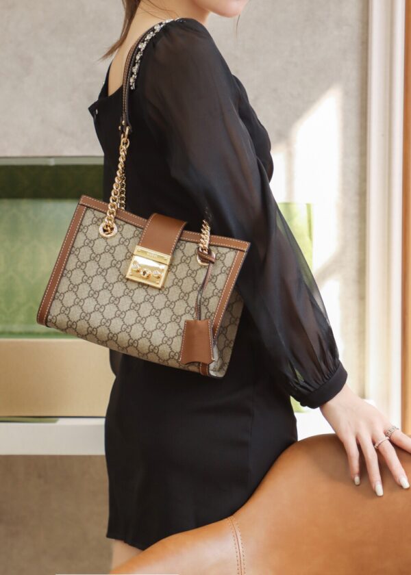 God Factory Gucci 𝐏𝐚𝐝𝐥𝐨𝐜𝐤 Brown / Small 498156 Size 26*18*10𝐜𝐦