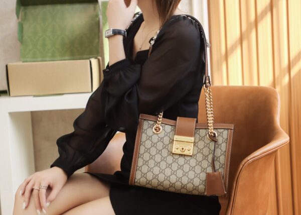 God Factory Gucci 𝐏𝐚𝐝𝐥𝐨𝐜𝐤 Brown / Small 498156 Size 26*18*10𝐜𝐦