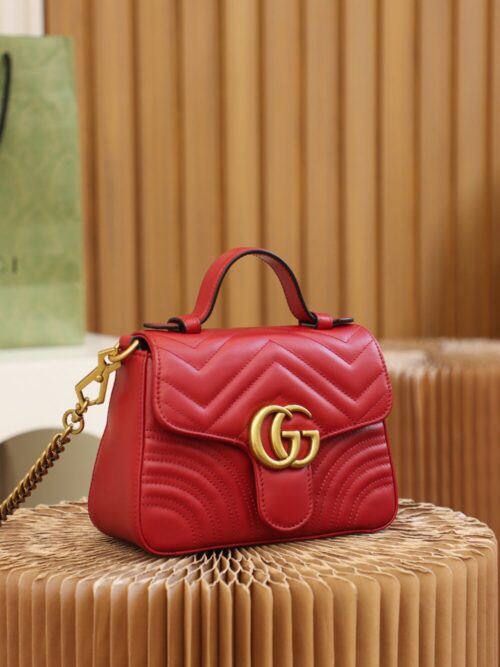 God Factory Gucci 𝐆𝐆 𝐌𝐚𝐫𝐦𝐨𝐧𝐭 𝐌𝐢𝐧𝐢 547260 21*15.5*8𝙘𝙢 Red