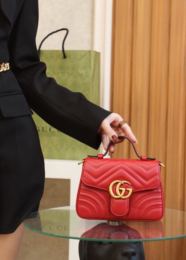 God Factory Gucci 𝐆𝐆 𝐌𝐚𝐫𝐦𝐨𝐧𝐭 𝐌𝐢𝐧𝐢 547260 21*15.5*8𝙘𝙢 Red