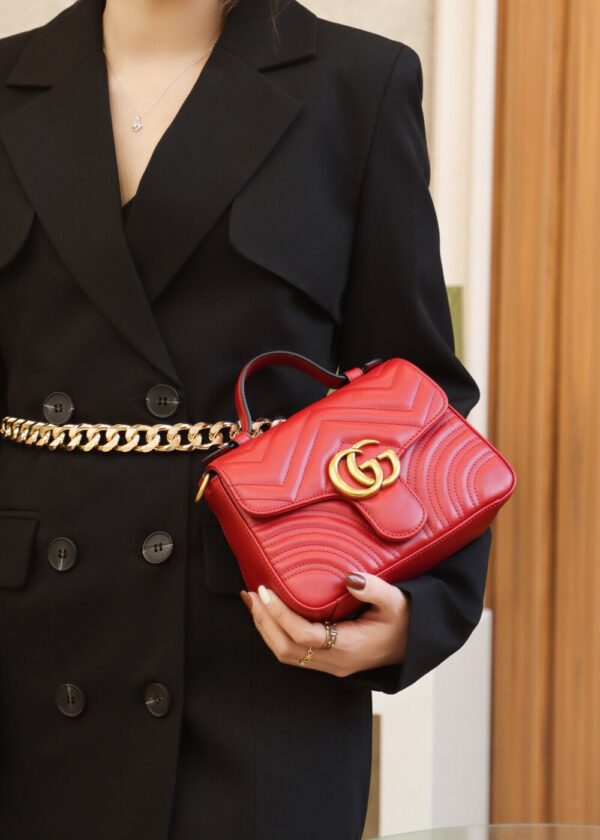 God Factory Gucci 𝐆𝐆 𝐌𝐚𝐫𝐦𝐨𝐧𝐭 𝐌𝐢𝐧𝐢 547260 21*15.5*8𝙘𝙢 Red