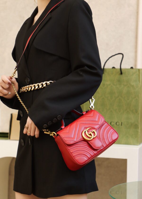God Factory Gucci 𝐆𝐆 𝐌𝐚𝐫𝐦𝐨𝐧𝐭 𝐌𝐢𝐧𝐢 547260 21*15.5*8𝙘𝙢 Red