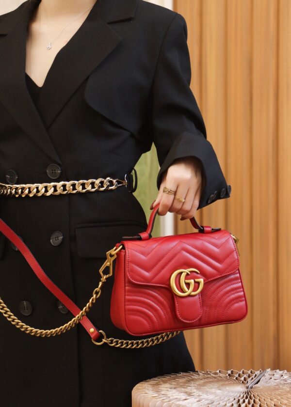 God Factory Gucci 𝐆𝐆 𝐌𝐚𝐫𝐦𝐨𝐧𝐭 𝐌𝐢𝐧𝐢 547260 21*15.5*8𝙘𝙢 Red