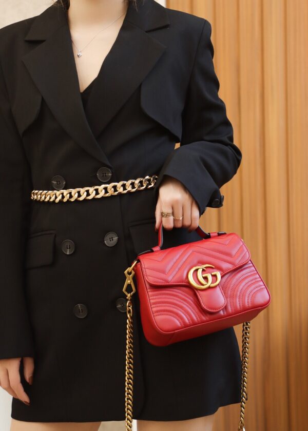 God Factory Gucci 𝐆𝐆 𝐌𝐚𝐫𝐦𝐨𝐧𝐭 𝐌𝐢𝐧𝐢 547260 21*15.5*8𝙘𝙢 Red
