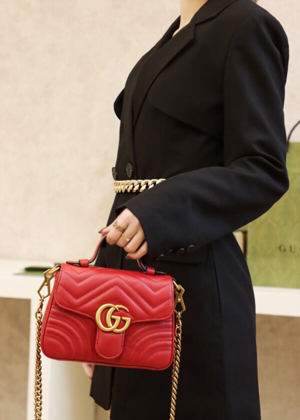 God Factory Gucci 𝐆𝐆 𝐌𝐚𝐫𝐦𝐨𝐧𝐭 𝐌𝐢𝐧𝐢 547260 21*15.5*8𝙘𝙢 Red