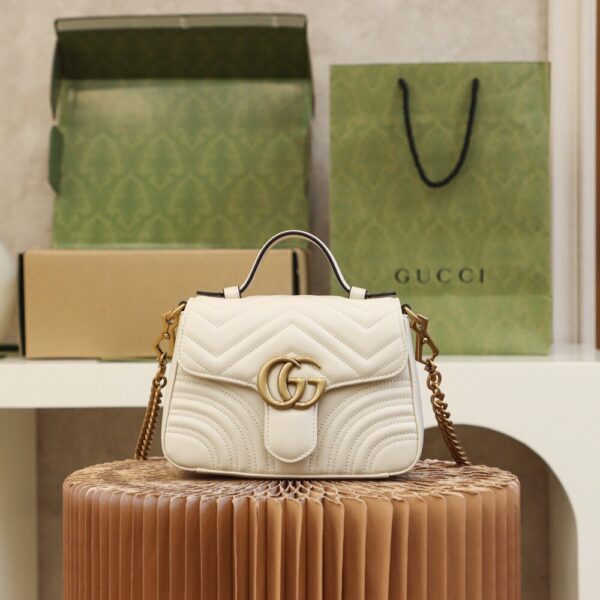 God Factory Gucci 𝐆𝐆 𝐌𝐚𝐫𝐦𝐨𝐧𝐭 𝐌𝐢𝐧𝐢 547260 21*15.5*8𝙘𝙢 White