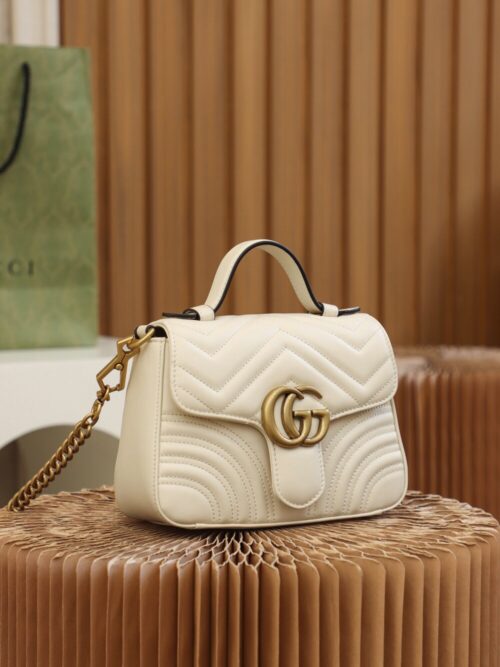 God Factory Gucci 𝐆𝐆 𝐌𝐚𝐫𝐦𝐨𝐧𝐭 𝐌𝐢𝐧𝐢 547260 21*15.5*8𝙘𝙢 White