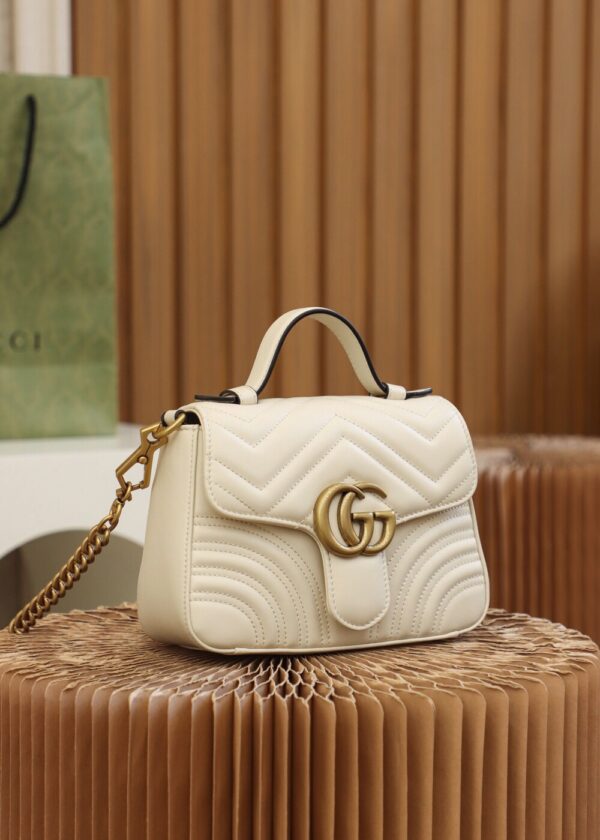 God Factory Gucci 𝐆𝐆 𝐌𝐚𝐫𝐦𝐨𝐧𝐭 𝐌𝐢𝐧𝐢 547260 21*15.5*8𝙘𝙢 White