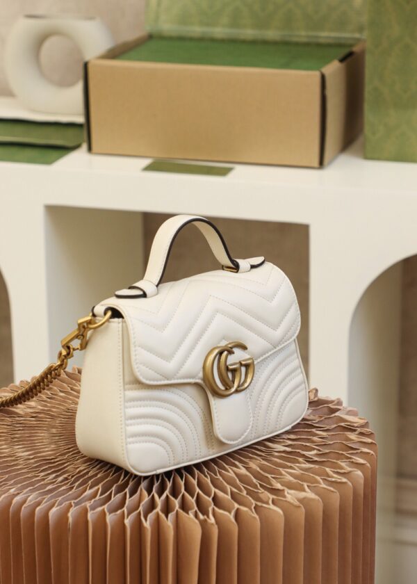 God Factory Gucci 𝐆𝐆 𝐌𝐚𝐫𝐦𝐨𝐧𝐭 𝐌𝐢𝐧𝐢 547260 21*15.5*8𝙘𝙢 White