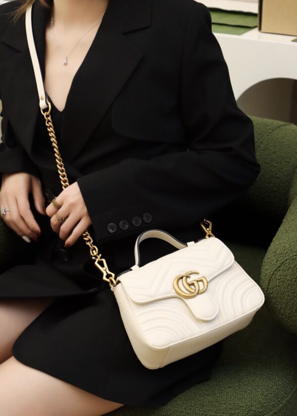 God Factory Gucci 𝐆𝐆 𝐌𝐚𝐫𝐦𝐨𝐧𝐭 𝐌𝐢𝐧𝐢 547260 21*15.5*8𝙘𝙢 White