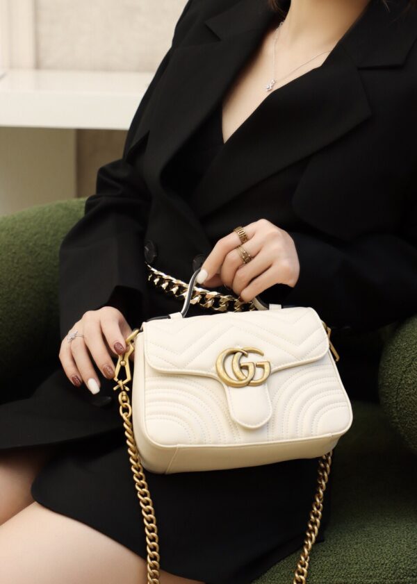 God Factory Gucci 𝐆𝐆 𝐌𝐚𝐫𝐦𝐨𝐧𝐭 𝐌𝐢𝐧𝐢 547260 21*15.5*8𝙘𝙢 White
