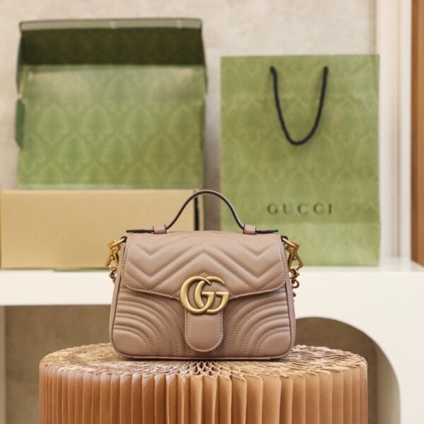 God Factory Gucci 𝐆𝐆 𝐌𝐚𝐫𝐦𝐨𝐧𝐭 𝐌𝐢𝐧𝐢 547260 21*15.5*8𝙘𝙢 Milk Tea Color