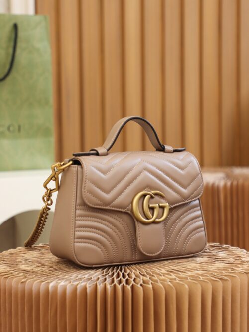 God Factory Gucci 𝐆𝐆 𝐌𝐚𝐫𝐦𝐨𝐧𝐭 𝐌𝐢𝐧𝐢 547260 21*15.5*8𝙘𝙢 Milk Tea Color