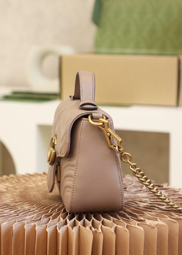 God Factory Gucci 𝐆𝐆 𝐌𝐚𝐫𝐦𝐨𝐧𝐭 𝐌𝐢𝐧𝐢 547260 21*15.5*8𝙘𝙢 Milk Tea Color