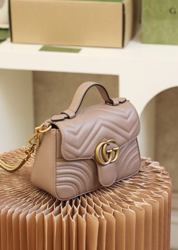 God Factory Gucci 𝐆𝐆 𝐌𝐚𝐫𝐦𝐨𝐧𝐭 𝐌𝐢𝐧𝐢 547260 21*15.5*8𝙘𝙢 Milk Tea Color