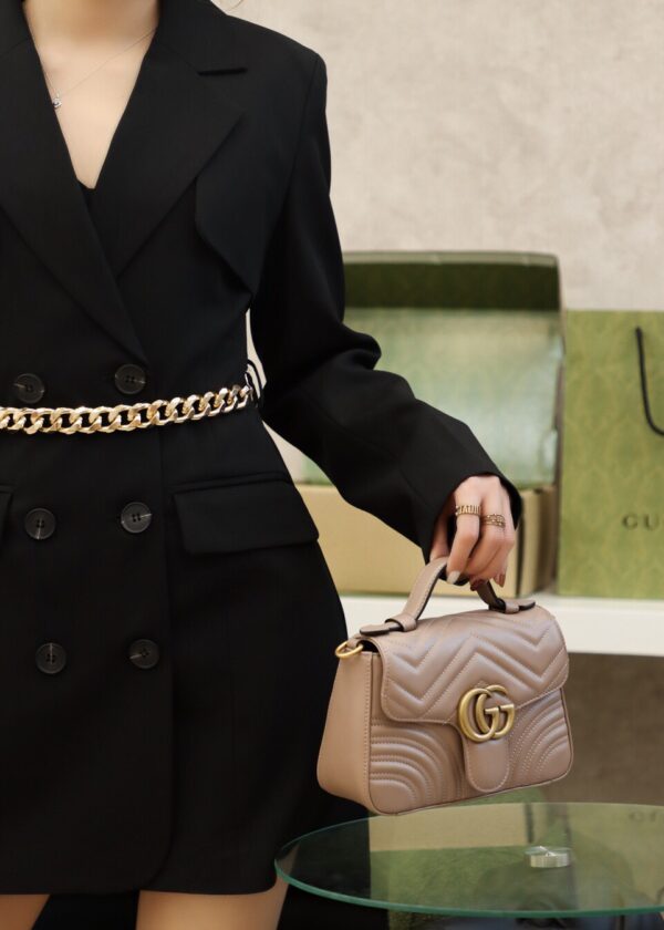 God Factory Gucci 𝐆𝐆 𝐌𝐚𝐫𝐦𝐨𝐧𝐭 𝐌𝐢𝐧𝐢 547260 21*15.5*8𝙘𝙢 Milk Tea Color