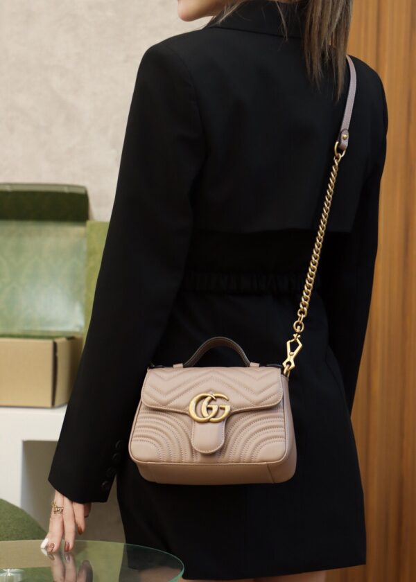 God Factory Gucci 𝐆𝐆 𝐌𝐚𝐫𝐦𝐨𝐧𝐭 𝐌𝐢𝐧𝐢 547260 21*15.5*8𝙘𝙢 Milk Tea Color