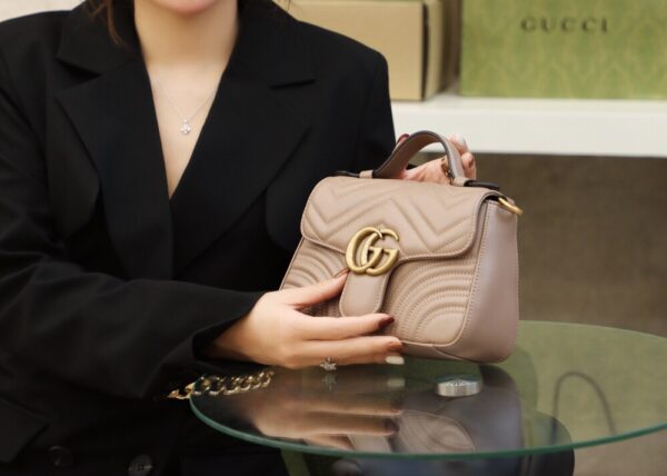 God Factory Gucci 𝐆𝐆 𝐌𝐚𝐫𝐦𝐨𝐧𝐭 𝐌𝐢𝐧𝐢 547260 21*15.5*8𝙘𝙢 Milk Tea Color