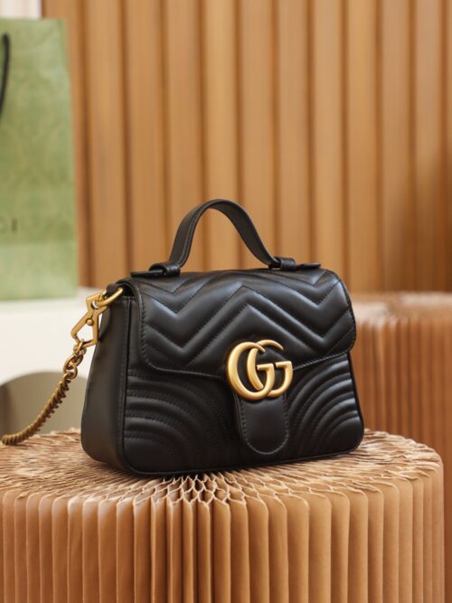 God Factory Gucci 𝐆𝐆 𝐌𝐚𝐫𝐦𝐨𝐧𝐭 𝐌𝐢𝐧𝐢 547260 21*15.5*8𝙘𝙢 Black