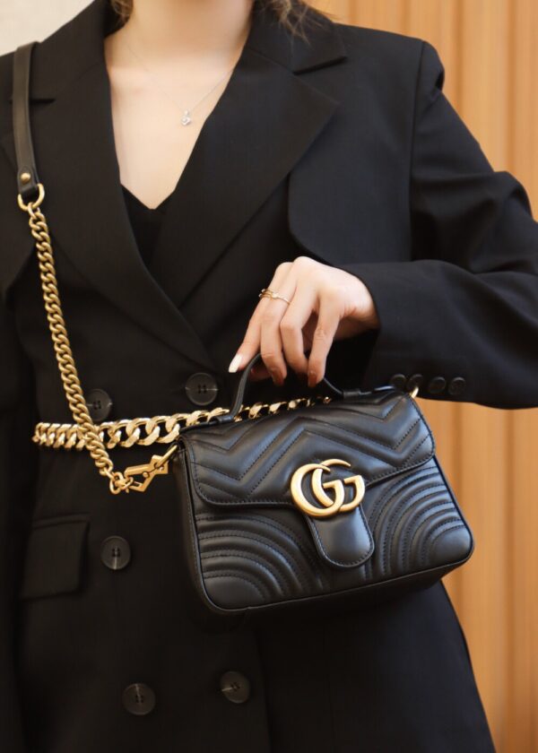 God Factory Gucci 𝐆𝐆 𝐌𝐚𝐫𝐦𝐨𝐧𝐭 𝐌𝐢𝐧𝐢 547260 21*15.5*8𝙘𝙢 Black