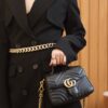 God Factory Gucci 𝐆𝐆 𝐌𝐚𝐫𝐦𝐨𝐧𝐭 𝐌𝐢𝐧𝐢 547260 21*15.5*8𝙘𝙢 Black