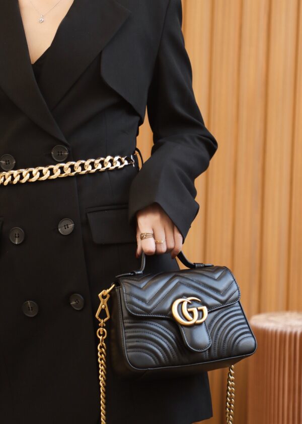 God Factory Gucci 𝐆𝐆 𝐌𝐚𝐫𝐦𝐨𝐧𝐭 𝐌𝐢𝐧𝐢 547260 21*15.5*8𝙘𝙢 Black
