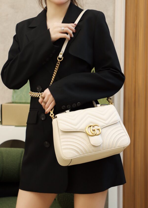 God Factory Gucci White 𝐆𝐆 𝐌𝐚𝐫𝐦𝐨𝐧𝐭 498110 Size 27*19*10.5𝙘𝙢