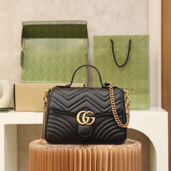 God Factory Gucci Black 𝐆𝐆 𝐌𝐚𝐫𝐦𝐨𝐧𝐭 498110 Size 27*19*10.5𝙘𝙢